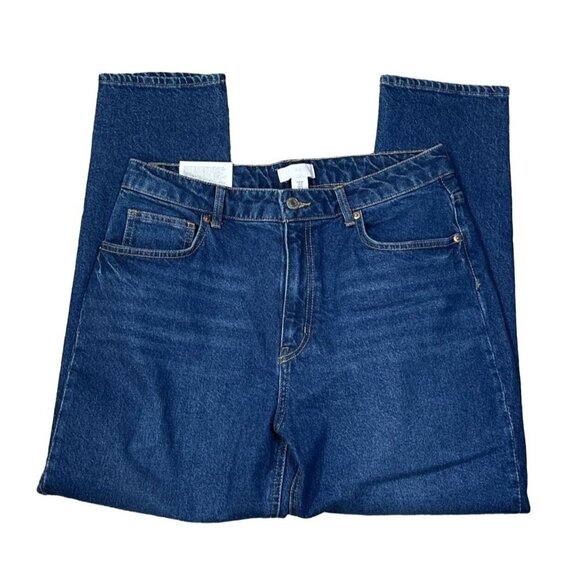 New H&M HM Mom Jeans High Rise Ankle Stretch Med Wash Size 12 - Picture 2 of 7